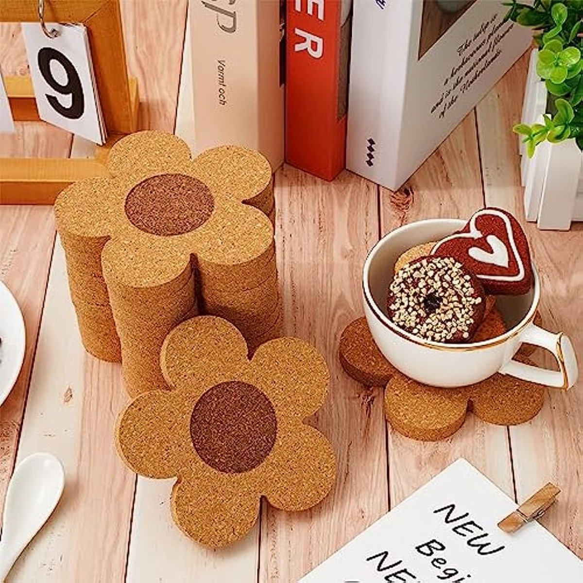 TEHAUX 150 Pcs Absorbent Coasters Coaster for Coffee Table White Outfits  Cork for Coasters Cork Coasters for Drinks Table Top Decor Coffee Gift Cup