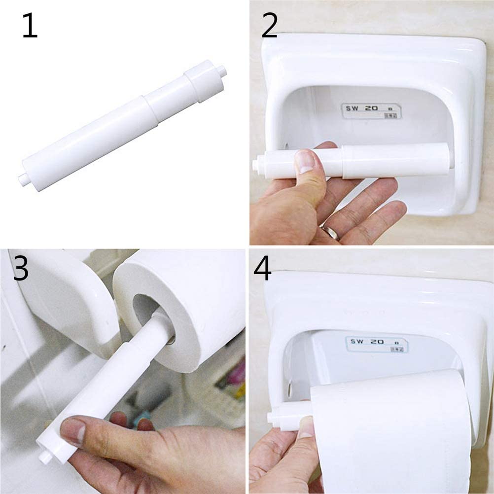 2pcs Toilet Paper Holder Roller, White Adjustable Toilet Paper Rod  Replacement With Spring, Toilet Paper Holder Spring Loaded Rod, Durable  Plastic Des