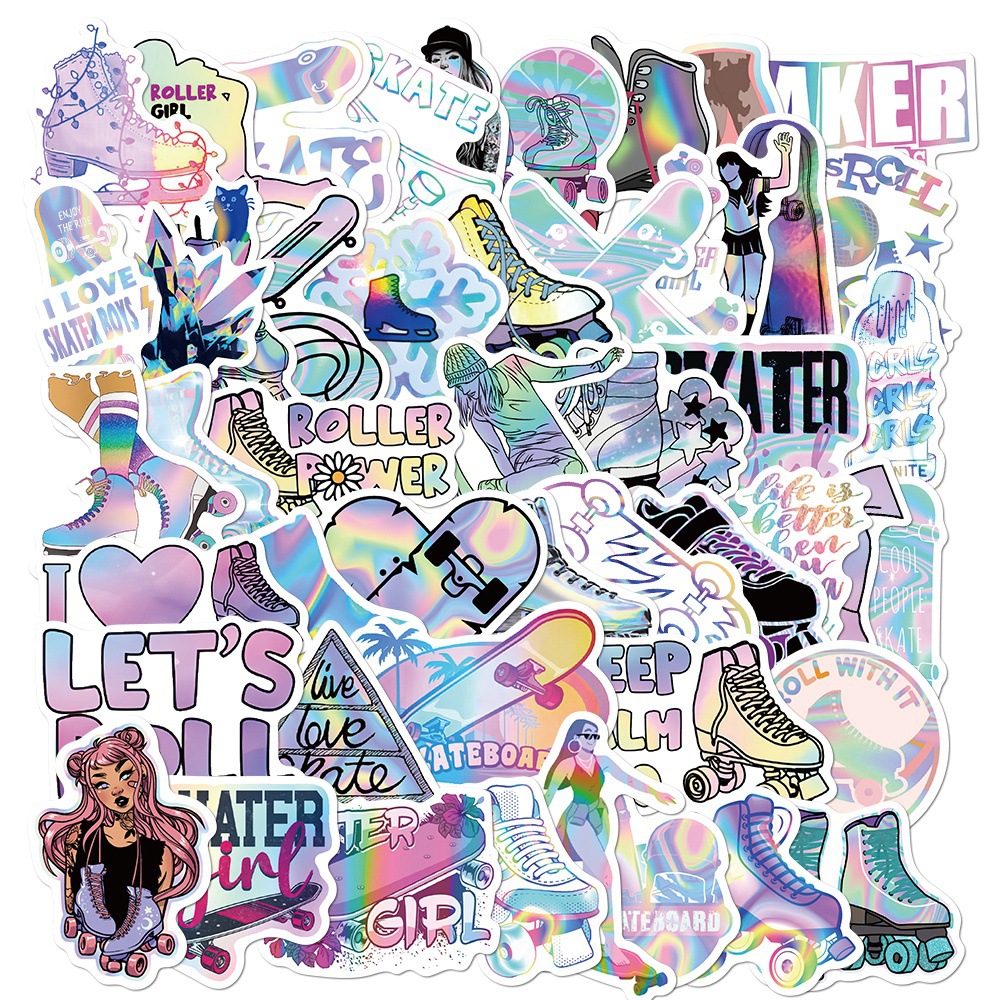 50pcs Roller Skating Stickers Cartoon Sports Cool Ice - Temu