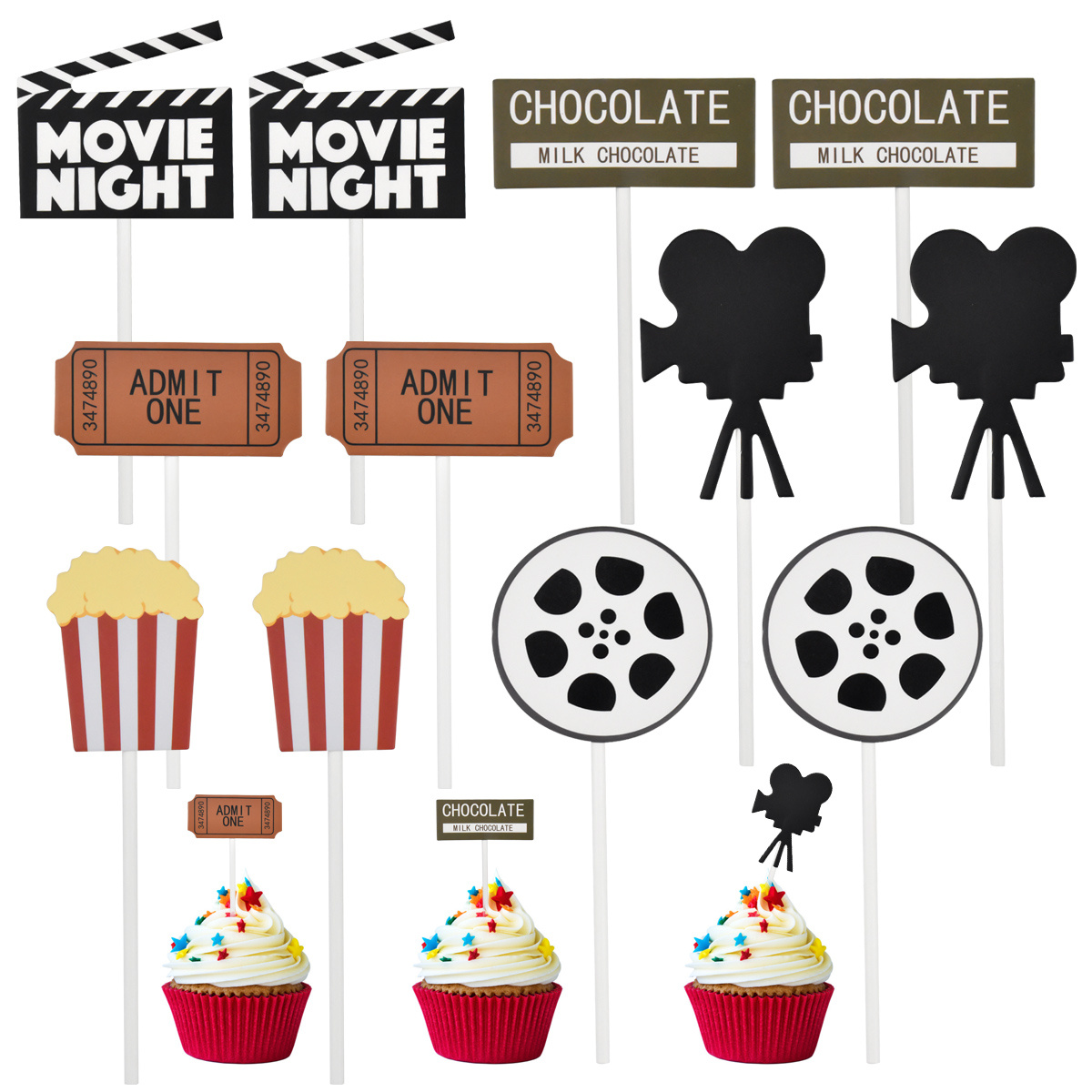 Buy Movie Night Theme Cupcake Topper