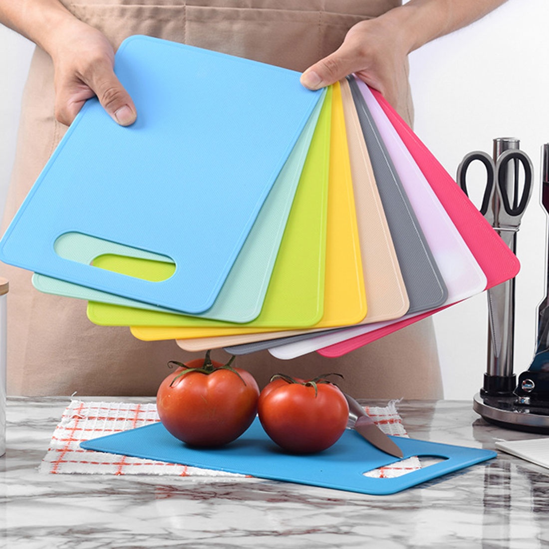 1pc Plastic Chopping Block, Minimalist Plain Cutting Board For Kitchen