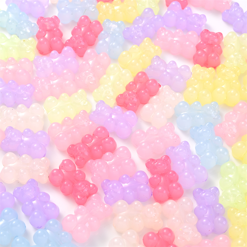 10pcs 10x20mm Resin Little Bear Transparent Gummy Bear Charms Mixed Color Acrylic Handmade Pendant for Necklace DIY Bracelet Jewelry Accessories