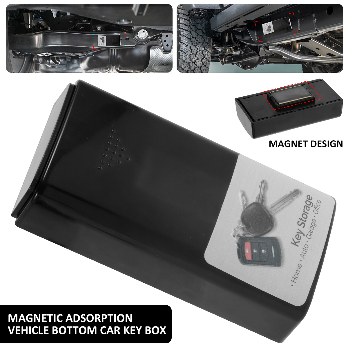 Magnetic Key Box Durable Black Plastic Key Cases With Strong Magnets Hide  Key Holder Box Anti-Rust Key Holder Under Car Secret For Car Home Key