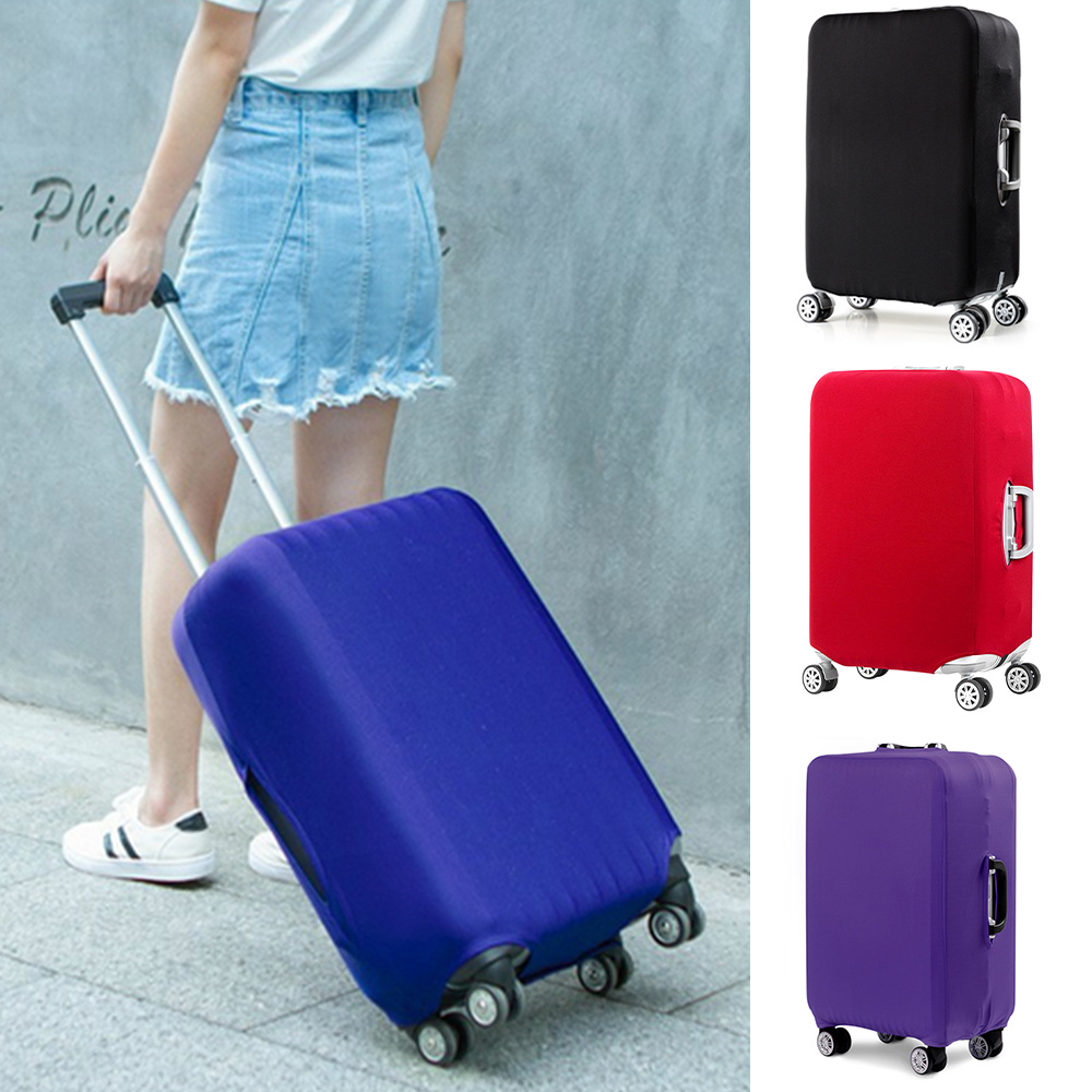 

1pc Stretch Cloth Luggage Protective Cover, Travel Case Cover, Solid Color Waterproof Luggage Cover, 18-32 Inch Trolley Case Cover, Washable Foldable Dustproof Protective Cover