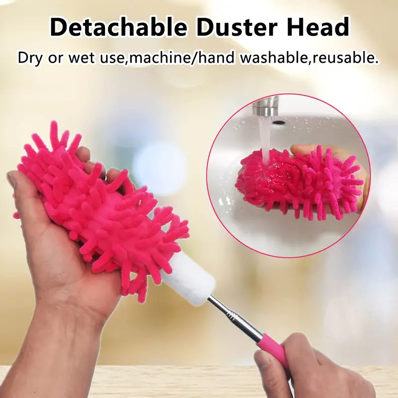 Extendable Soft Microfiber Duster Dusting Brush Cleaning Tool Washable