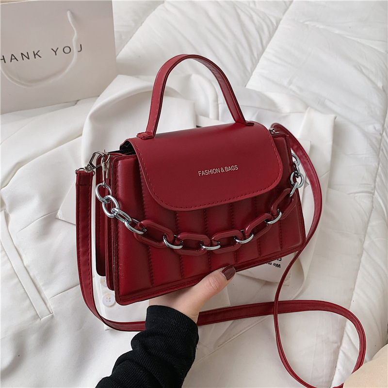 Embroidery Chain Crossbody Bag Fashion Zipper Square Purse - Temu