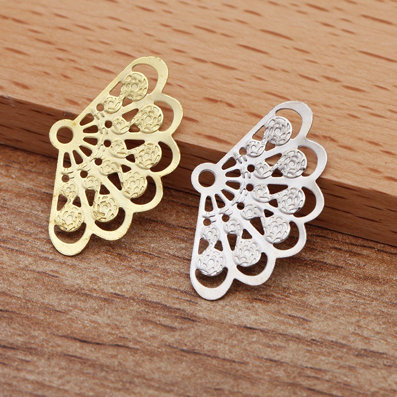 Copper Fan Shape Filigree Hollow Pendant Jewelry Diy - Temu