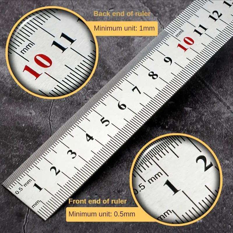 Metal Ruler, Measurements 1 - 6 Inches (1 - 15 Centimeters), 2 Rulers,  Stainless Steel