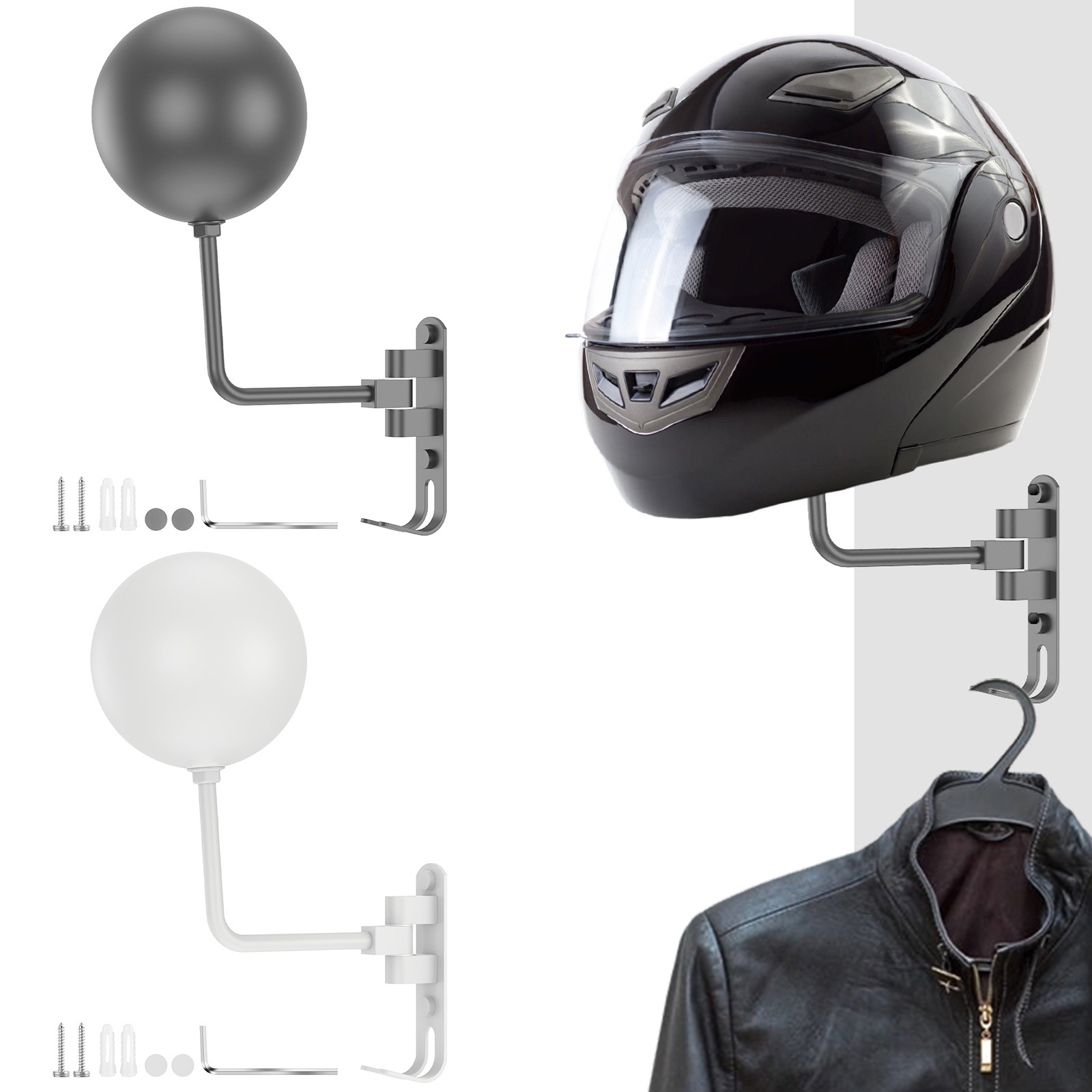 Comprar Soporte de pared para casco, soporte para casco de motocicleta para  bicicleta, rotación de 180 grados con 2 ganchos, colgador de accesorios  para casco para abrigos y gorras de béisbol