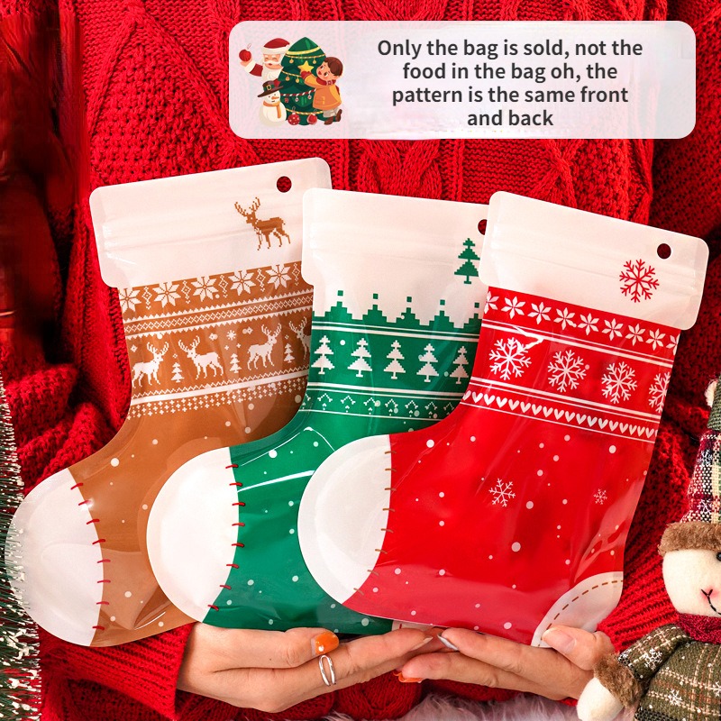 1pc, Christmas Decorative Socks Candy Packaging Ziplock Bag Creative  Holiday Gift Bag, Scene Decor, Festivals Decor, Room Decor, Home Decor,  Offices D