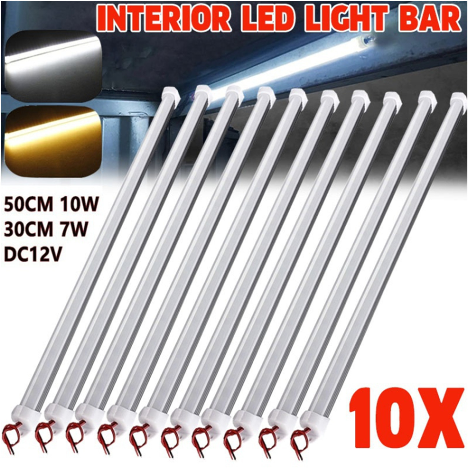 12v Interior Led Light Bar 5630 Smd Led Light Strip Switch - Temu