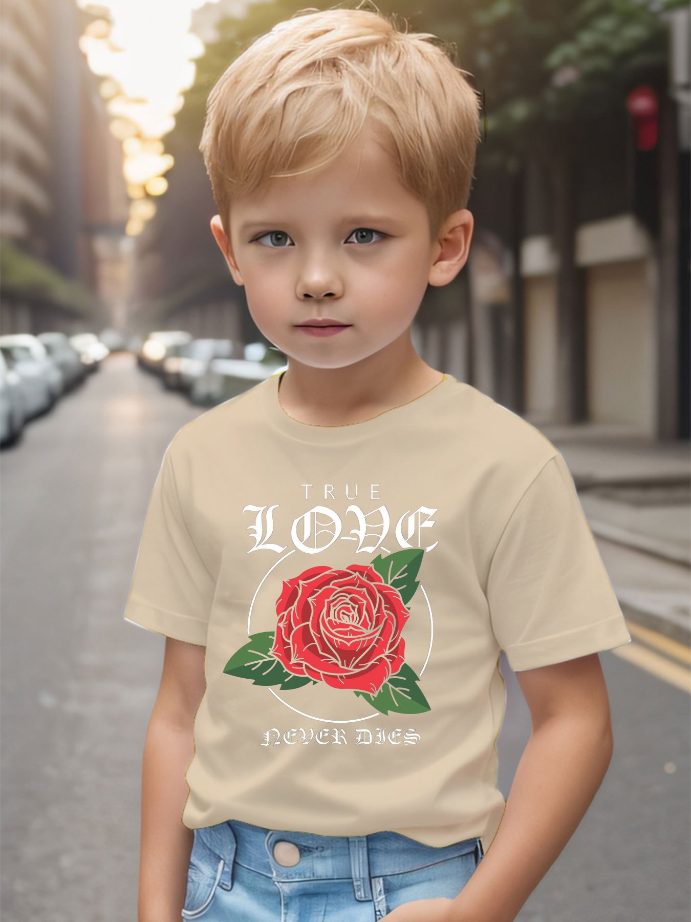 Camiseta Estampado Flores Rojas True Love Camisetas Niños - Temu Mexico