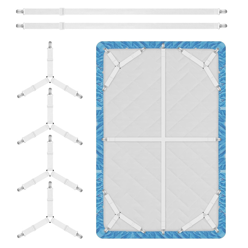 6pcs Bed Sheet Clips Mattress Pad Straps - Elastic Sheets Holder