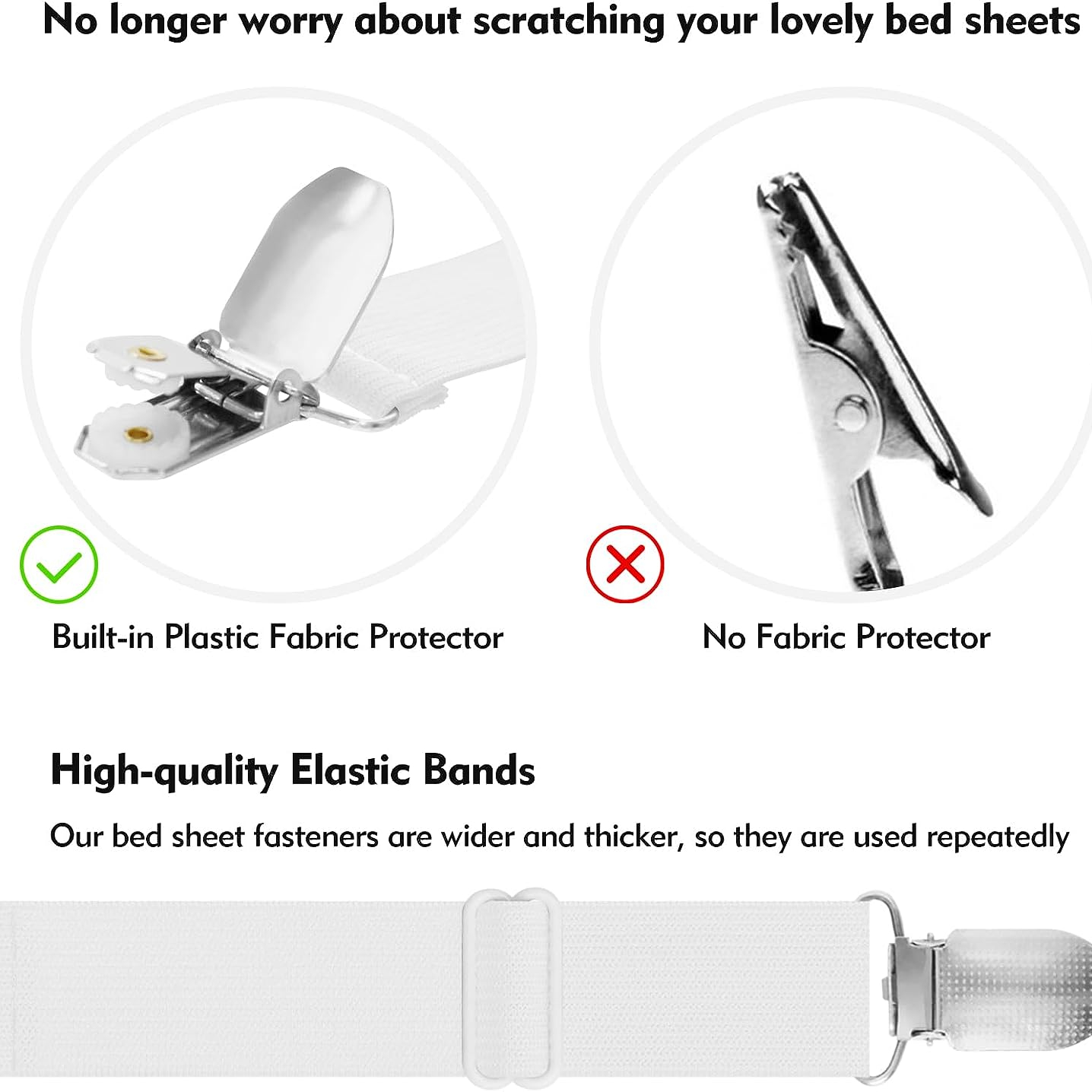 Bed Sheet Clips Straps Sheet Holder Mattress Clips, Adjustable Elastic Bed  Sheet Grippers Straps Suspender Fasteners Holder (Black Set of 4)