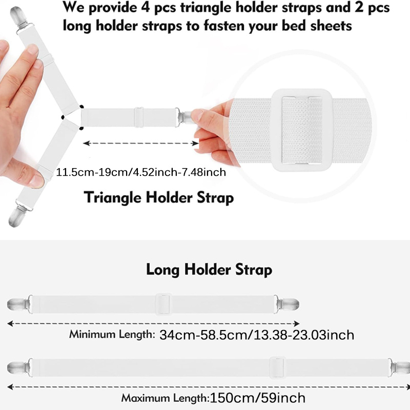 Bed Sheet Holder Straps, 8 Pcs Bed Sheet Fasteners Adjustable