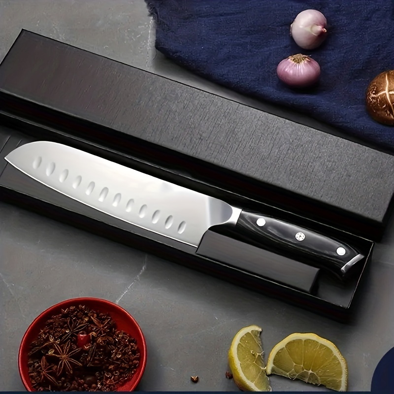chef knife, 1pc chef knife santoku knife 7 inch stainless steel professional kitchen knife thanksgiving halloween christmas party favors kitchen gadgets kitchen accessories
