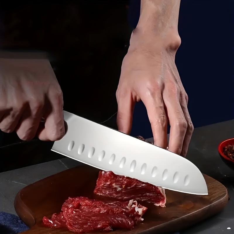 chef knife, 1pc chef knife santoku knife 7 inch stainless steel professional kitchen knife thanksgiving halloween christmas party favors kitchen gadgets kitchen accessories