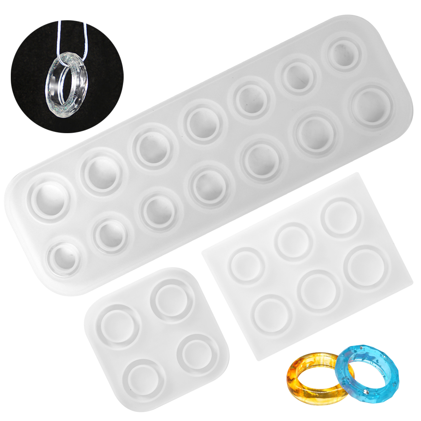 1pc Silicon Mold Set For Diy Resin Ring Making Including Flat