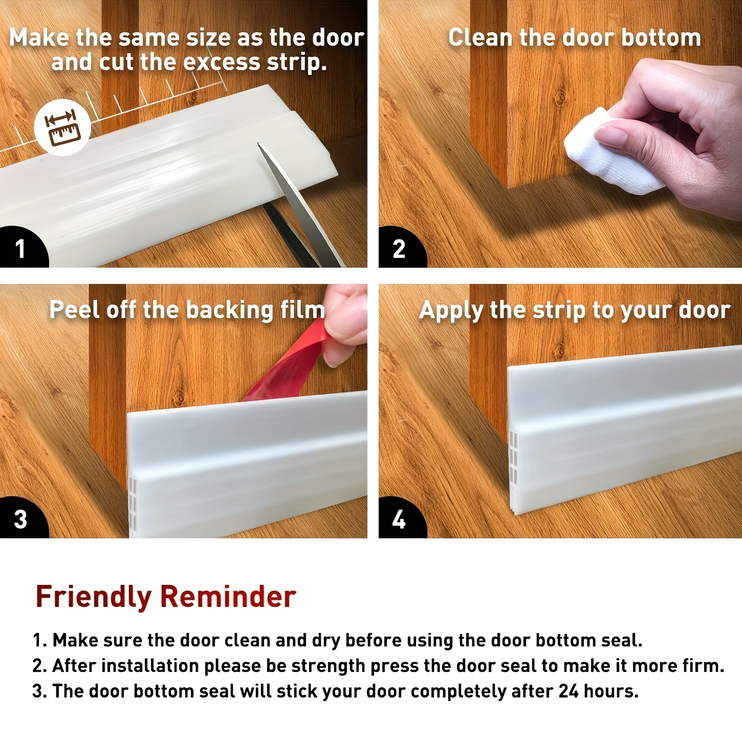 Door Sweep Door Draft Stopper Under Door Seal for Exterior/Interior Doors,  Strip Under Door Draft Blocker, Soundproof Door Bottom Weather Stripping