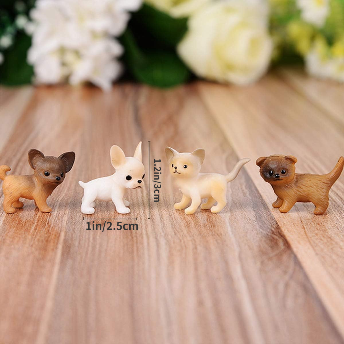 Chihuahua Mini Animal Resin Model Action Figure Decoration Simulation  Chihuahua Dog Pet Figurines Toys Christmas Kids Gift Doll