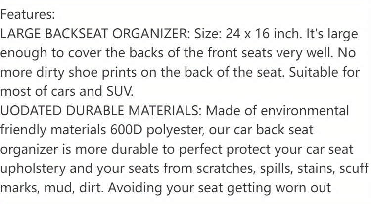 органайзер для заднего сиденья автомобиля, защитный коврик с держателем для планшета, автомобильный аксессуар для путешествий с 9 карманами для хранения, детали 7