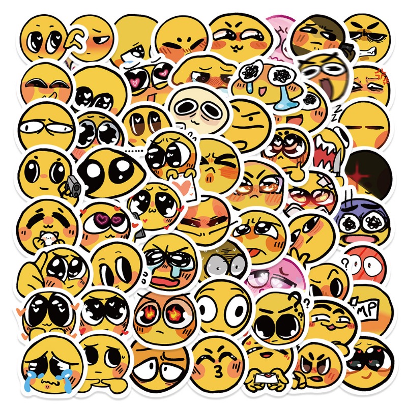 Face Stickers Yellow Emoticon Sticker Vinyl Waterproof - Temu