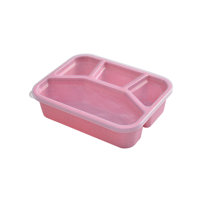 Wheat Straw Lunch Bento Box Microwave and Dishwasher Safe 850ml Pink