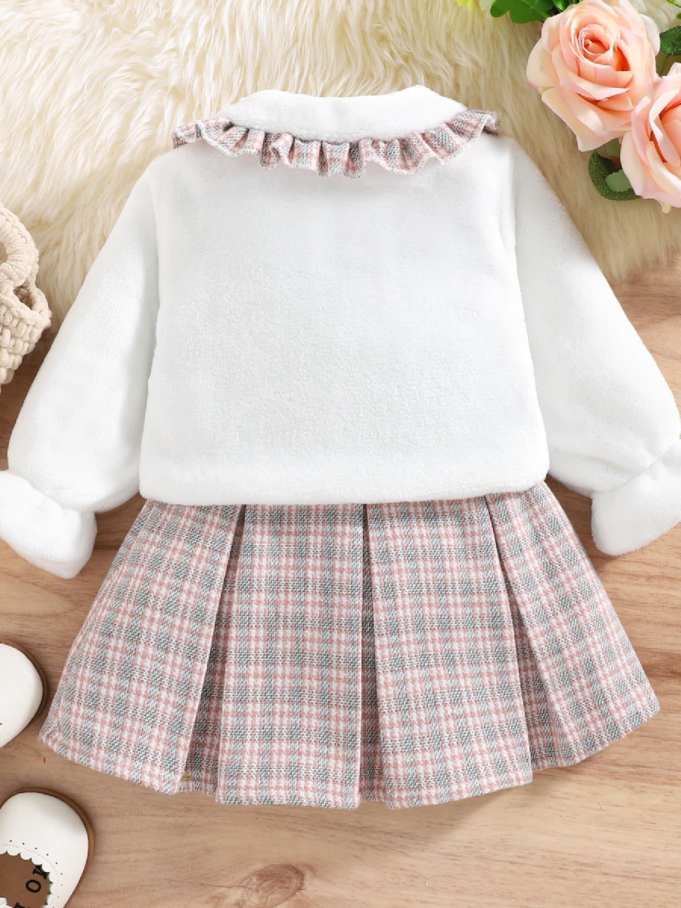 Baby Girls Fashion Autumn Winter Thermal Belted Dress Set - Temu Canada