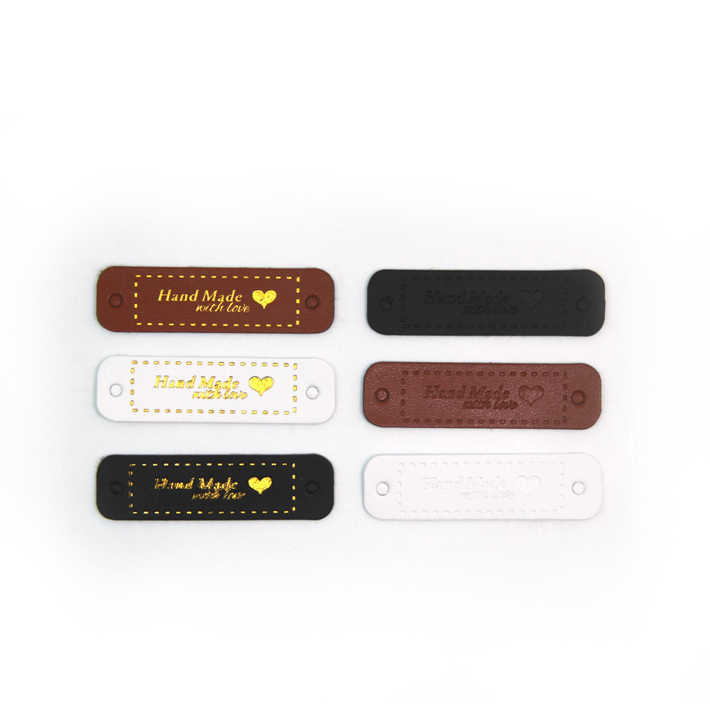 50pcs Handmade Leather Labels, Leather Tags for Handmade Items Microfiber  Colorful Embossed Leather Tags Handmade with Love, Handmade Labels with