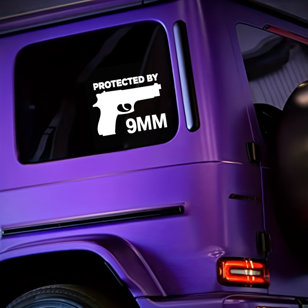 Protected By The Gun Car Stickers For Laptop Water Bottle Car Truck Vehicle  Paint Window Wall Cup Toolbox Guitar Scooter Decals Auto Accessories