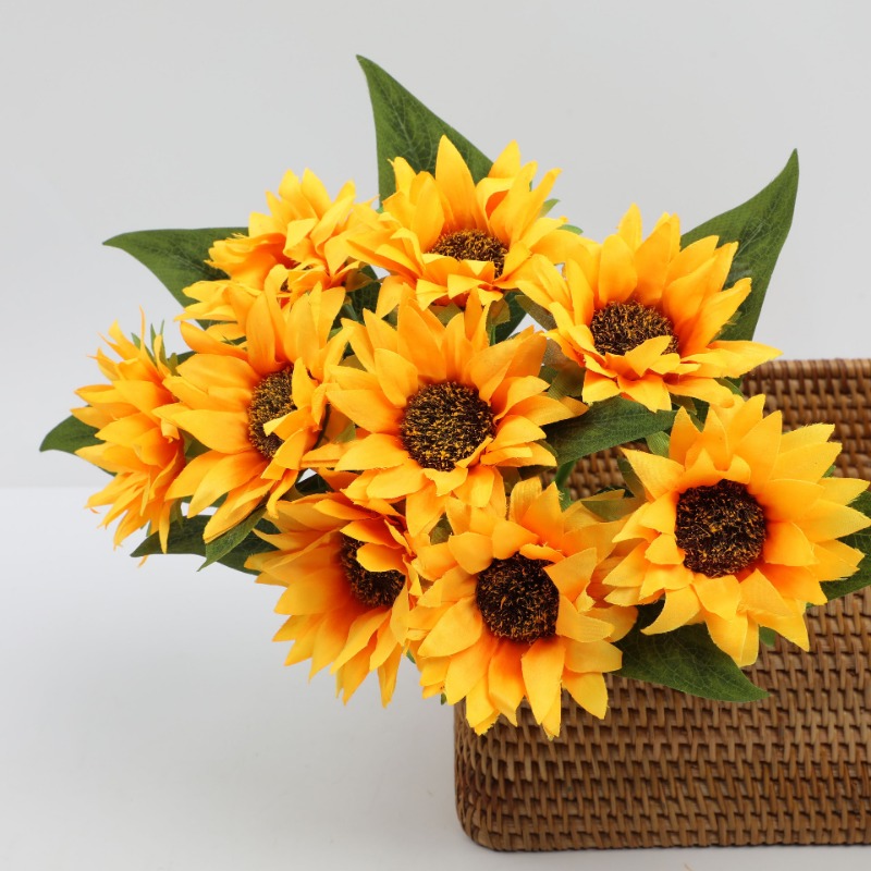 Sunflowers Artificial Flowers Bouquets with Stems Silk Fake Fall Yellow  Faux Sun Flowers Bulk for Wedding Home Outdoor Decor - AliExpress