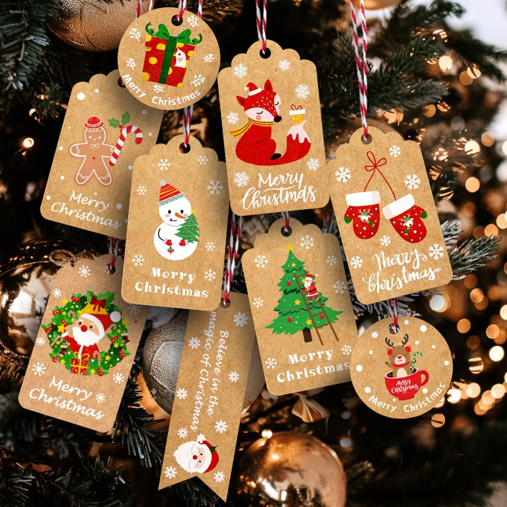 Christmas Star Gift Tags With String Kraft Paper Blank Gift - Temu