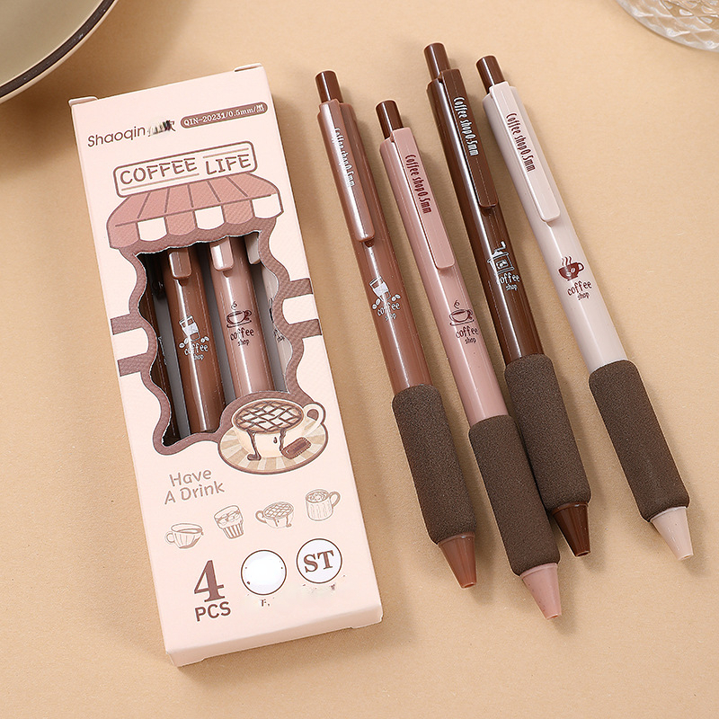 6-Pack Coffee-Colored Gel Pens - 0.5mm Tip, Quick-Drying Ink, Large  Capacity for Signature Writing!