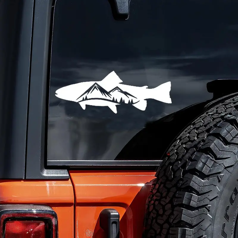 Mountain Fishing Car Sticker Laptop Water Bottle Car Truck - Temu