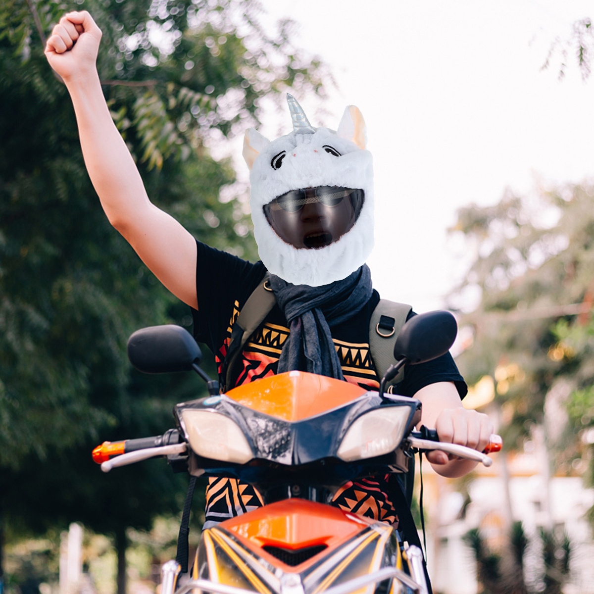 Funda Para Casco De Moto Funda de felpa para casco con orejas