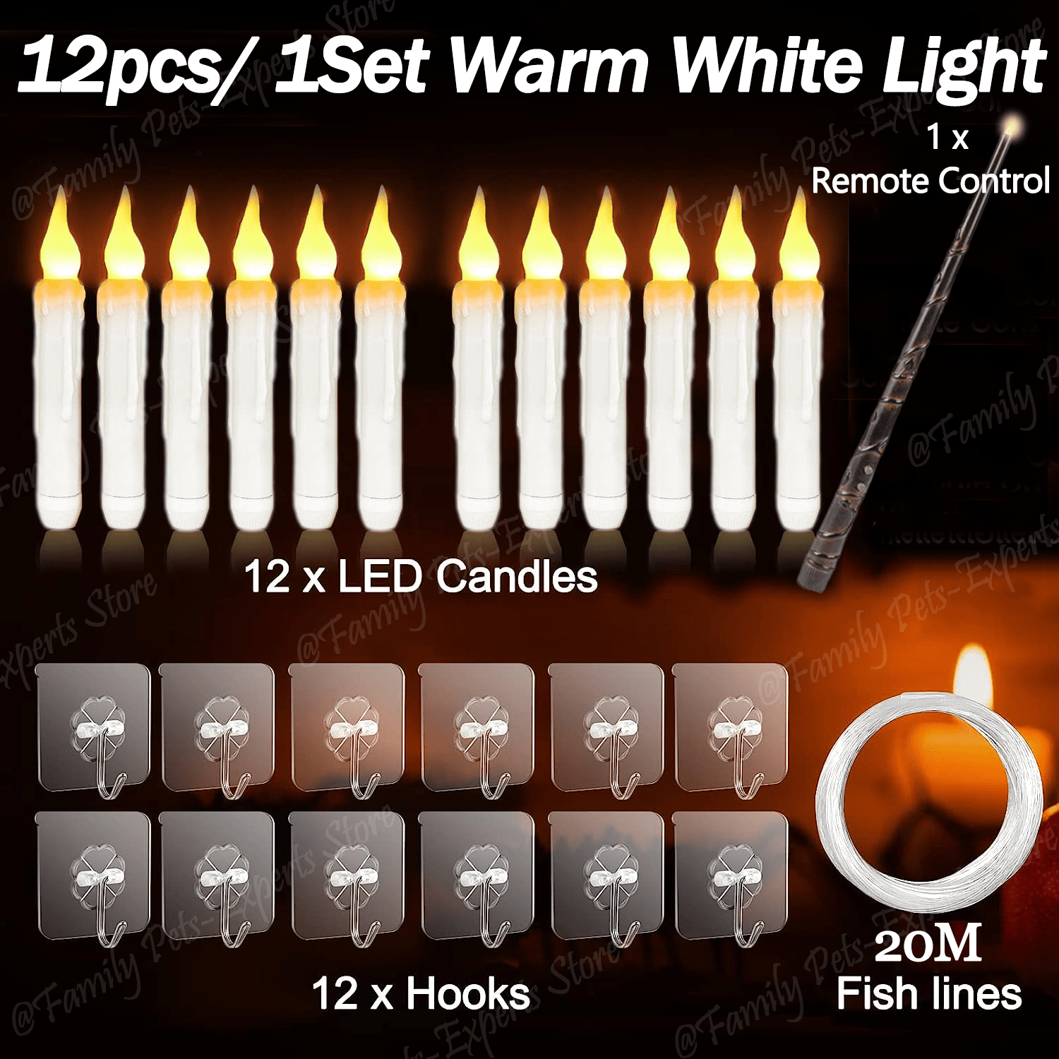 Led Floating Flameless Candles Lights with Magic Wand Remote Control f —  CHIMIYA