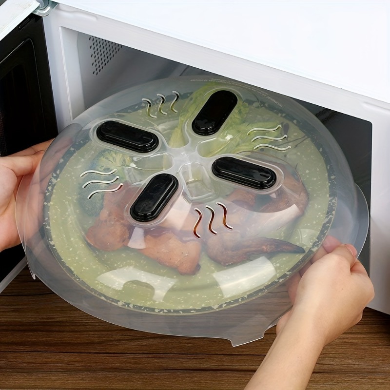 30cm Microwave Plate Cover With Magnetic Prevent Splatter Cover With Steam  Vents