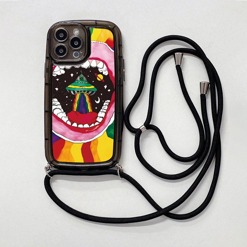 Lanyard Silicone Case Mouth Graphic Phone Case For Iphone 11 14 13 12 Pro  Max Xr Xs 7 8 6 Plus Mini Czq Pattern Luxury Matte Silicone Original  Shockproof Camera Lens Protector Soft Cover - Temu