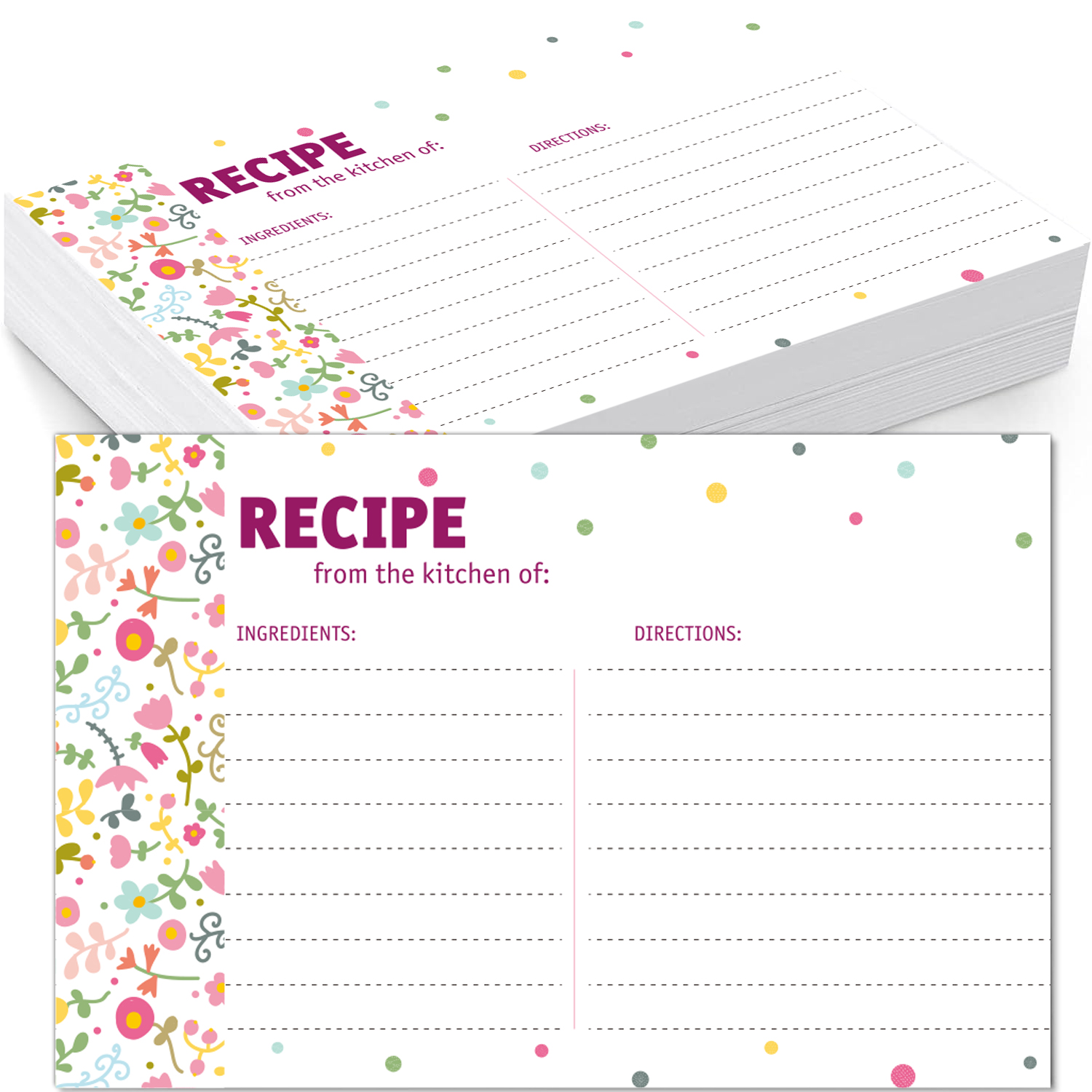 Recipe Cards 4x6double Sided Flower Style Blank Recipe - Temu