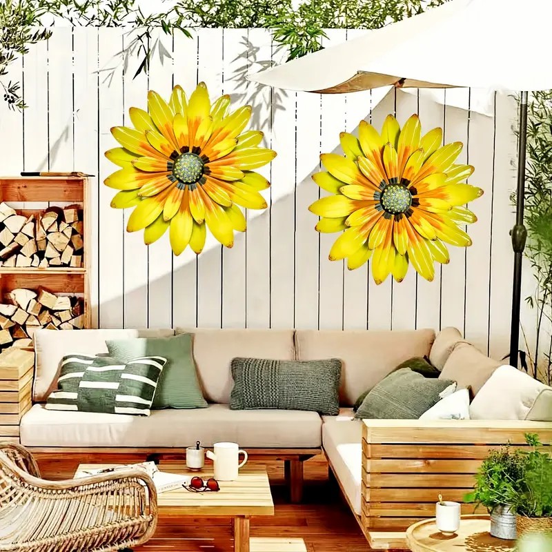 

1pc Iron Sunflower Flower Wall Decoration, Scene Home Decoration, Wedding Decoration, Holiday Party Decoration, Celebration Outdoor Decoration