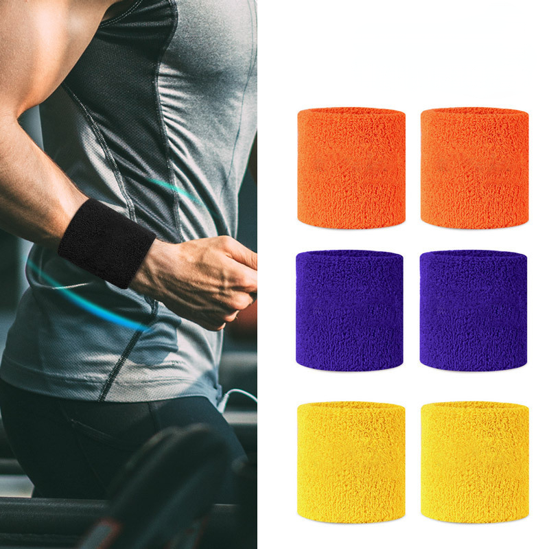 Bandeau anti-transpiration en coton coloré unisexe, protection de poignet,  pour la course, le Badminton, le basket-ball, pour l'extérieur, 2 pièces -  AliExpress