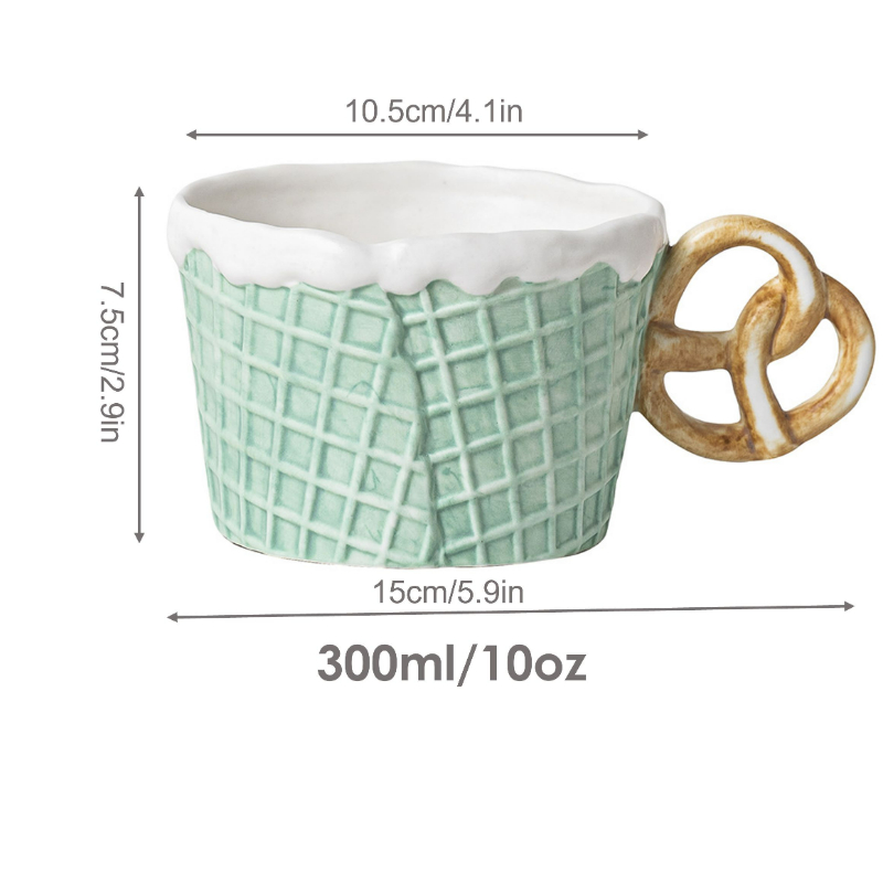 New Ceramic Ice Cream Mug Creative Water Cup Cartoon Breakfast Cup