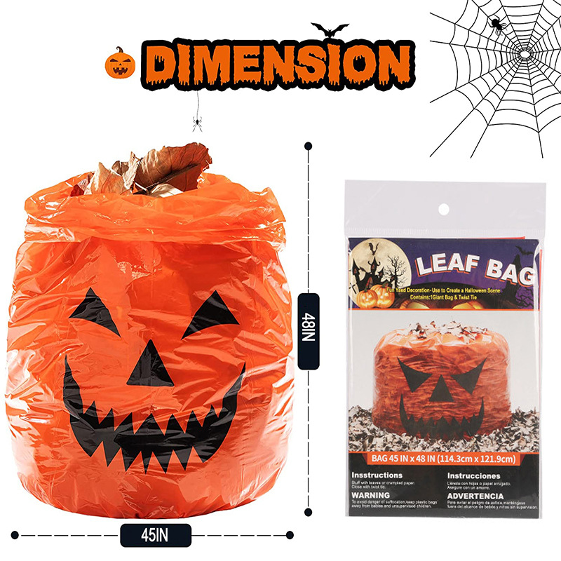 Pumpkin Leaf Bags Decorations - Jack O Lantern Outdoor Yard Fall