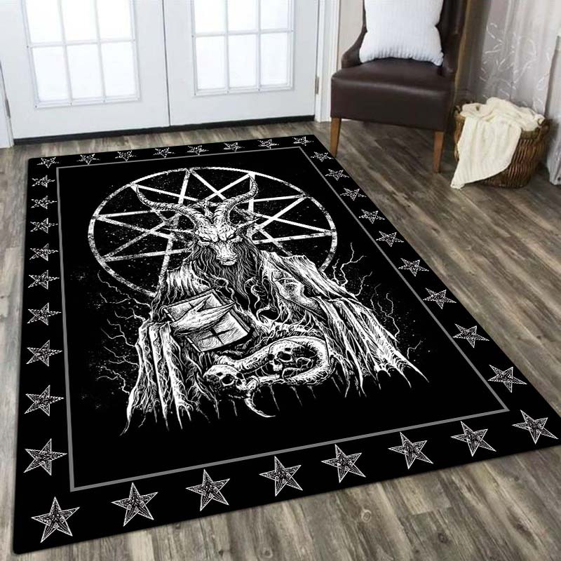 Dark Satanic Pattern Area Rug Halloween Decor Mat