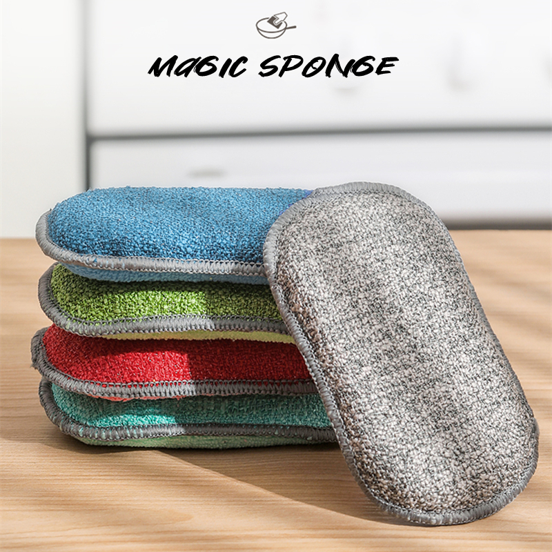 Multipurpose Kitchen Scrub Sponges, Heavy Duty Cleaning Non-Scratch Scrub  Sponge, Reusable Microfiber Sponge for Household Cleaning, Random Colors