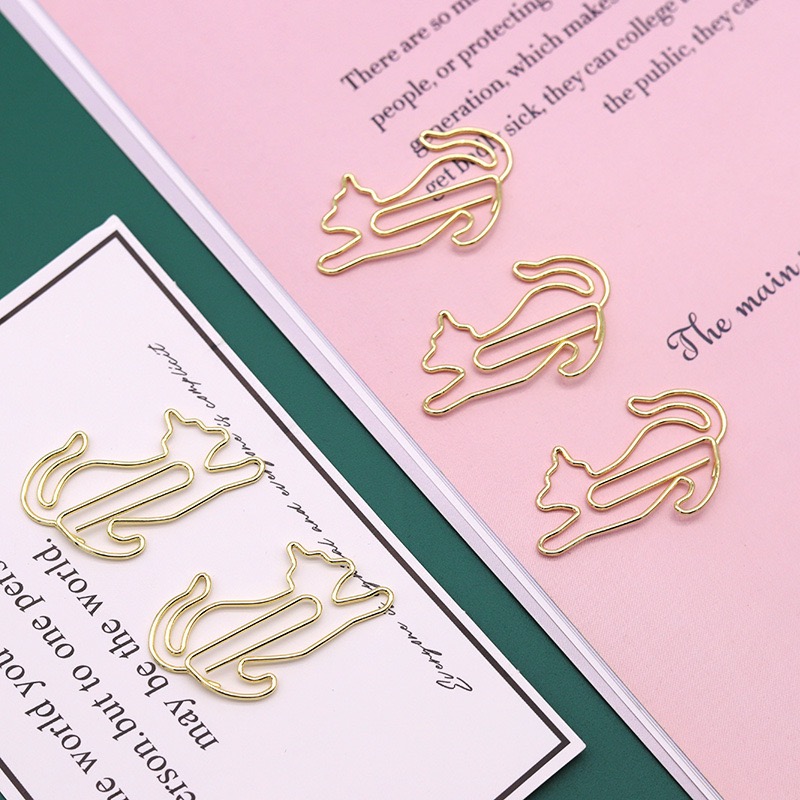 

20pcs Mix Colours Metal Paper Clips Cat Bookmarks For Office Notebook Accessory School Stationery Gifts Accessory