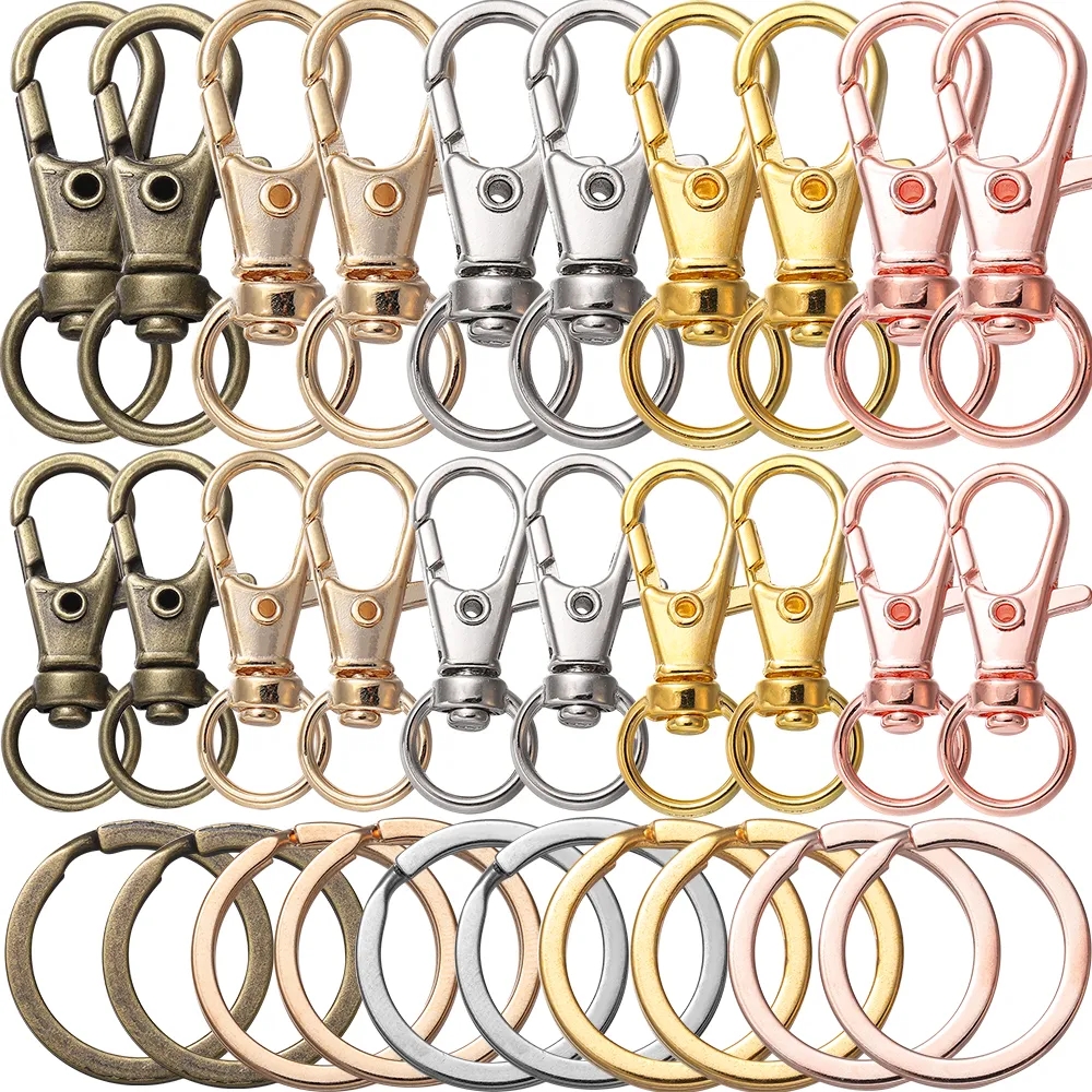 

20pcs Swivel Clasps Set Lanyard Snap Hooks With Key Chain Rings Keychain Clip Hooks Lobster Clasps For Diy Keychain Chain Making Supplies Bag Accessories