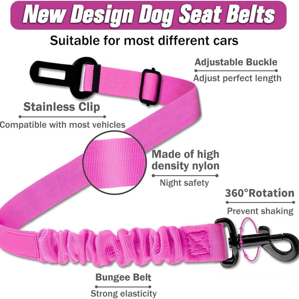 TinyPaw Hunde-Sicherheitsgurte für Autos, verstellbar, mit  Anti-Schock-Puffer, stabiler Karabiner, Isofix und Verriegelung :  : Haustier