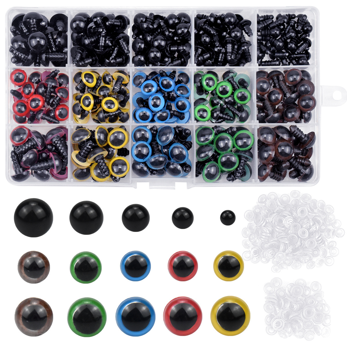 135 Pcs Plastic Safety Eyes And Noses 6-12mm/0.24x0.47in Black Safety Eyes  Doll Making With Washers Small Doll Eyes