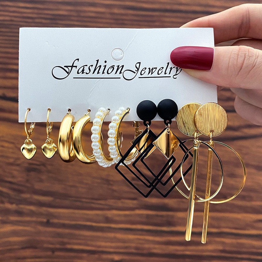 3pairs/set Fashionable & Minimalist Cherry, Heart & Padlock Shaped Women's  Daily Wear Personality Earrings Set